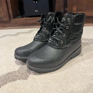 Black waterproof Sperrys, size 6